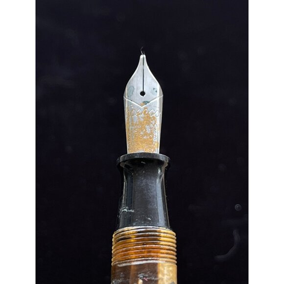 Vintage Epenco NEW YORK Fountain Pen & Pencil Set Striated Gold Brown Made In US - Picture 4 of 6